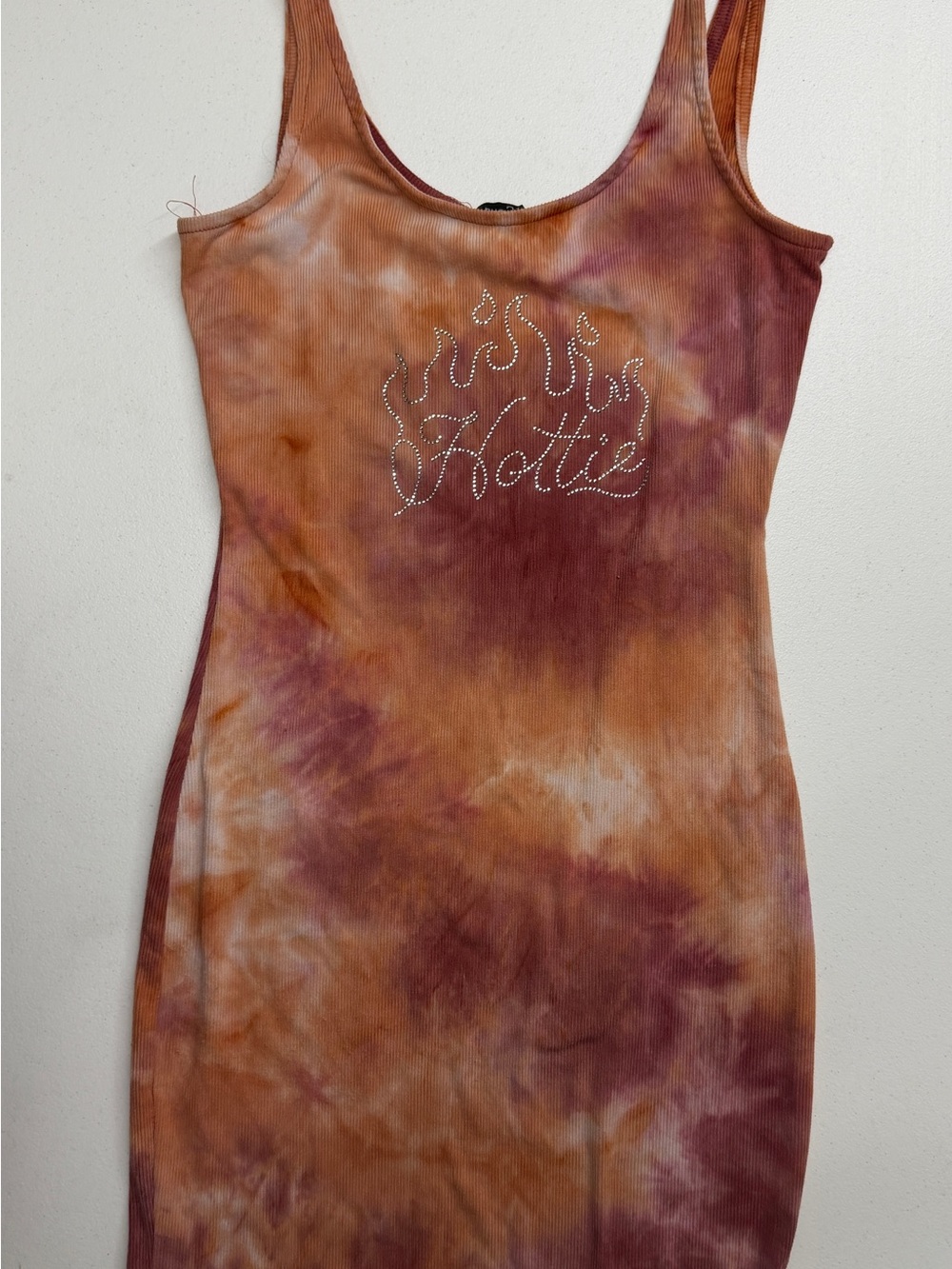 rue21 Y2K Tie Dye Rhinestone Hottie Bodycon Mini Dress S